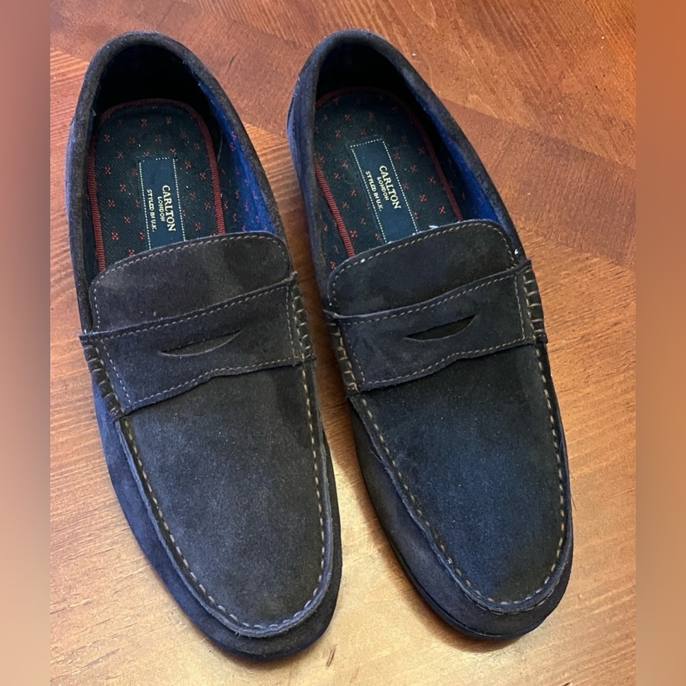 Carlton London Brown Suede Penny Loafers